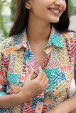 White Printed Pure Cotton Shirt GulaboSitabo