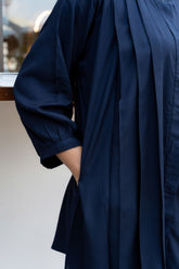 Navy Blue Front Pleated Flared Top GulaboSitabo