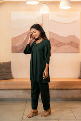 Green Sweetheart Neckline Box Pleat with Flared Sleeve Top GulaboSitabo