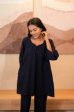 Navy Blue Sweetheart Neck with flared Sleeve Top GulaboSitabo