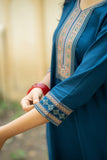 Sapphire Kurti with Embroidered Neckline and Sleeves GulaboSitabo