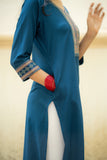 Sapphire Kurti with Embroidered Neckline and Sleeves GulaboSitabo