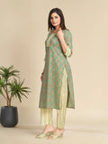 Green Floral Block Printed Pure Cotton Kurta Set GulaboSitabo