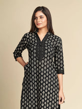 Black Printed Pure Cotton Kurta Set GulaboSitabo