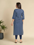Indigo Block Printed Pure Cotton Straight Kurta GulaboSitabo