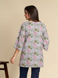 Sky Blue A Line Printed Pure Cotton Top GulaboSitabo