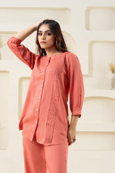 Peach Pleated Solid (Top) GulaboSitabo