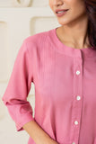 Pink Pleated Solid (Top) GulaboSitabo