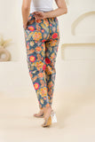 Grey Floral Printed Pure Cotton Pant GulaboSitabo