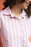 Pink Broad Stripe Pure Cotton Shirt Dress GulaboSitabo
