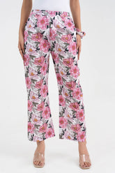 Pink Floral Printed Relaxed Fit Pure Cotton Pant GulaboSitabo