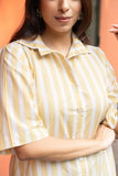 Yellow Broad Stripe Pure Cotton Shirt Dress GulaboSitabo