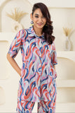 Abstract Wave Printed Pure Cotton Off White (Shirt)