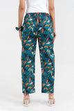Teal Floral Printed Straight Fit Pure Cotton Pant GulaboSitabo
