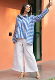 Blue Broad Stripe Pure Cotton Oversized Shirt GulaboSitabo