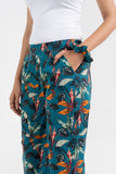 Teal Floral Printed Straight Fit Pure Cotton Pant GulaboSitabo