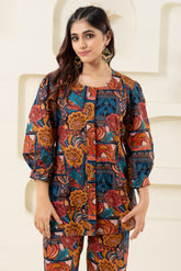 Abstract Printed Pure Cotton Shirt With Puffed Sleeves (Shirt)