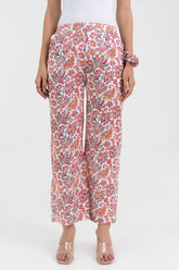 Off White Floral Printed Pure Cotton Pant GulaboSitabo