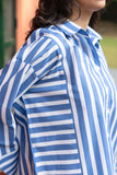 Blue Broad Stripe Pure Cotton Oversized Shirt GulaboSitabo