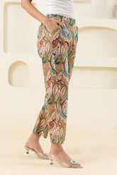 Abstract Multicolour Printed Paisley Pure Cotton Pant GulaboSitabo