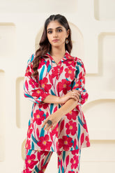 Pink Flower Printed Pure Cotton Flared (Top) GulaboSitabo