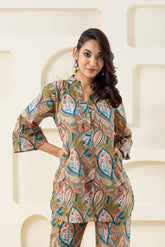 Olive Printed Pure Cotton (Top) GulaboSitabo