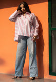 Baby Pink Broad Stripe Pure Cotton Oversized Shirt GulaboSitabo
