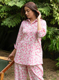 Pink Pin Tucks Pure Cotton Block Printed Co-ord Set
