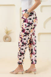 Off White Printed Pure Cotton Pant GulaboSitabo
