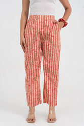 Stripe Block Printed Pure Cotton Pant GulaboSitabo