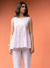 Baby Pink Stripe Pure Cotton Sleeveless Top GulaboSitabo