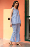 Blue Stripe Pure Cotton Sleeveless Co-ordset GulaboSitabo