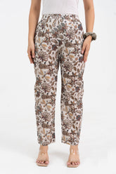 Off White Floral Jaal Printed Cotton Pant