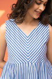 Blue Stripe Pure Cotton Sleeveless Top GulaboSitabo
