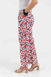 Off White Floral Printed Pure Cotton Pant GulaboSitabo