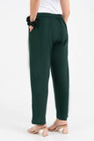Green Solid Viscose Pant with Pleated bottom