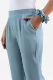 Light Blue Solid Viscose Pant with Pleated Bottom GulaboSitabo