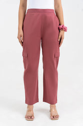 Mauve Pure Cotton Solid Cargo Pant GulaboSitabo