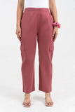 Mauve Pure Cotton Solid Cargo Pant GulaboSitabo