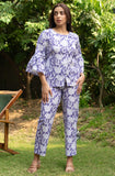 Lilac Cross Pattern Pure Cotton Block Printed Pure Cotton Co-ord Set GulaboSitabo