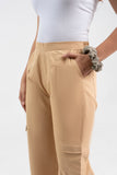 Beige Pure Cotton Solid Cargo Pant GulaboSitabo