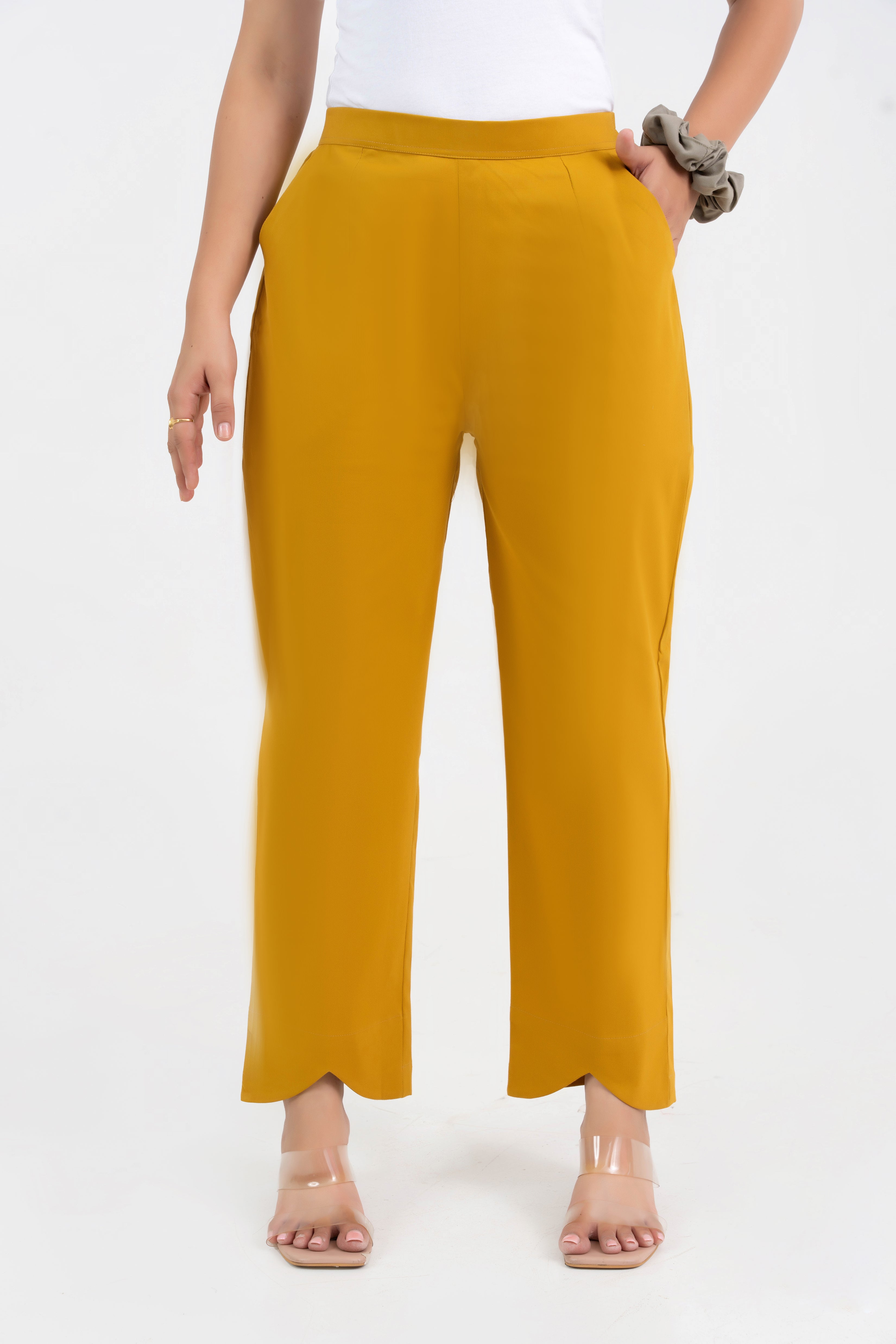 Mustard Pure Cotton Solid Pant With Leaf Bottom GulaboSitabo
