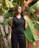 Black Pure Cotton Vest Coat (Top) GulaboSitabo