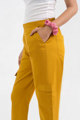 Mustard Pure Cotton Solid Cargo Pant GulaboSitabo