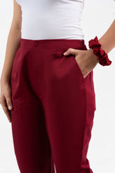 Maroon Pure Cotton Solid Pant With Leaf Bottom GulaboSitabo