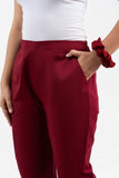 Maroon Pure Cotton Solid Pant With Leaf Bottom GulaboSitabo