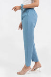 Light Blue Pure Cotton Solid Pant With Leaf Bottom GulaboSitabo