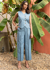 Light Blue Pure Cotton Vest Co-ord Set GulaboSitabo