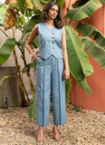 Light Blue Pure Cotton Vest Co-ord Set GulaboSitabo