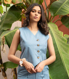 Light Blue Pure Cotton Vest Co-ord Set GulaboSitabo